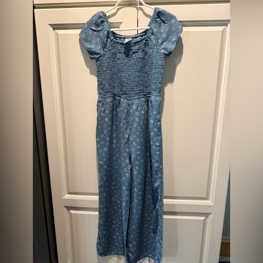 OshKosh B'gosh Girls Teal Blue Floral jumpsuit